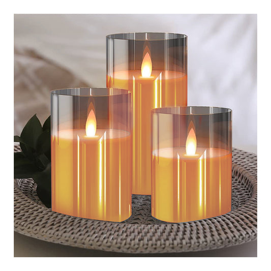 Luxe Glass Flickering Flame Effect LED Candle