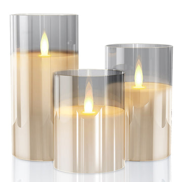 Luxe Glass Flickering Flame Effect LED Candle